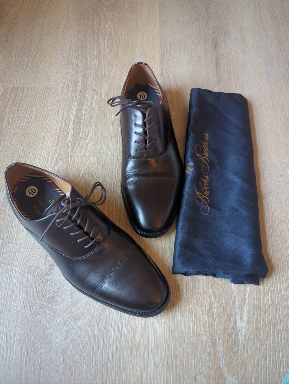 Brooks Brothers Men Dress Shoes Cassel Cap Toe Oxford Brown Ortholite 10